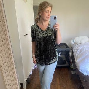 Crushed Green Velvet Top